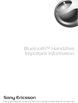 Sony Ericsson BLUETOOTH HANDSFREE Návod k obsluze
